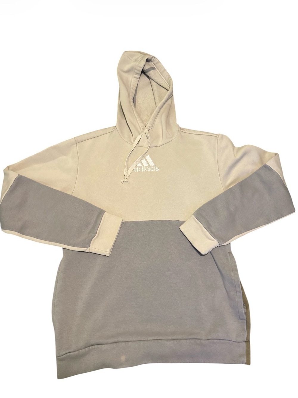 adidas Two-Tone Cream and Gray Hooded Sweatshirt